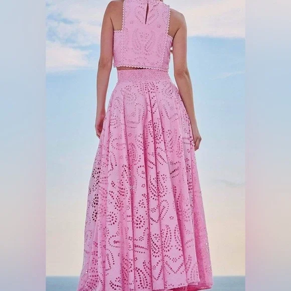 MILANO SET Elegant Pink Maxi Skirt with BEAUTIFUL matching unique top